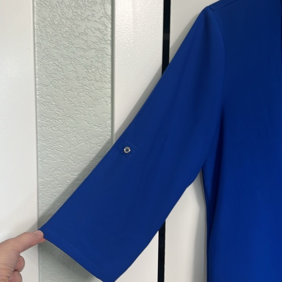 Women’s Large Blue Calvin Klein Button-Sleeve Top - Picture 4 of 11